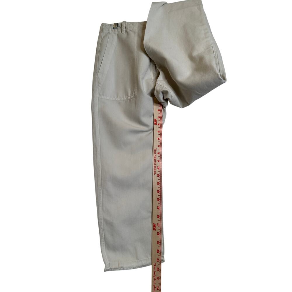Nili Lotan 8 Slouchy LINEN Luna Pants Drop Crotch Cropped Cotton Eggshell White - Picture 8 of 9